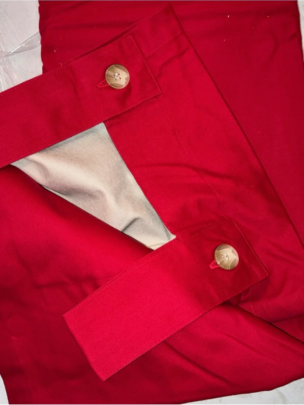 NEW Pottery Barn Red Cotton button panel. 44”x84” drape curtain